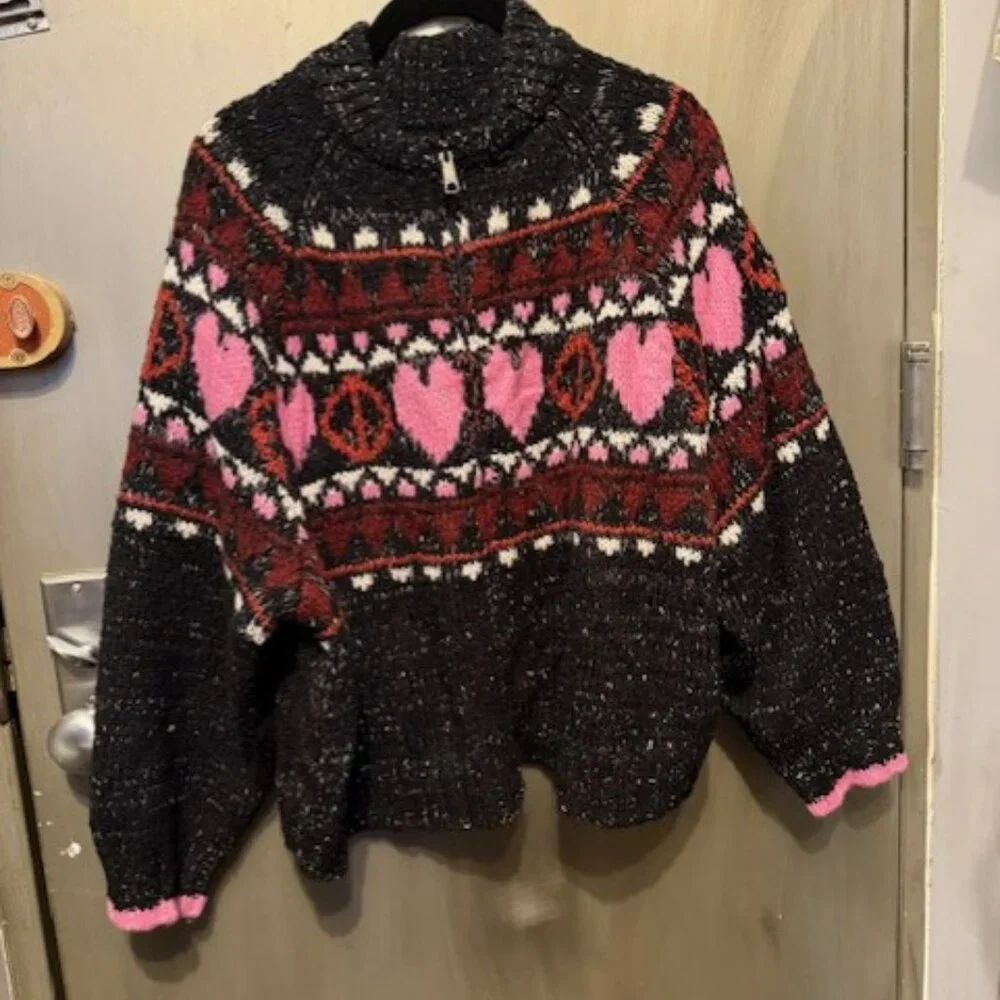 Pilcro Peace Love Icon Zip-Up Cardigan Sweater - Picture 6 of 16